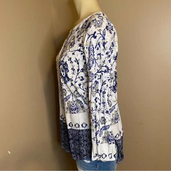 Lucky Brand Size Small Womens 3/4 Length Sleeve Floral Blouse - Picture 7 of 9